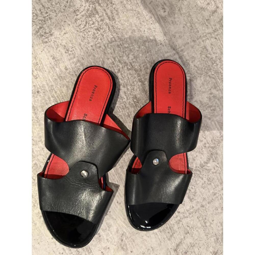 Proenza Schouler Black Leather Slide Sandals Size 36.5